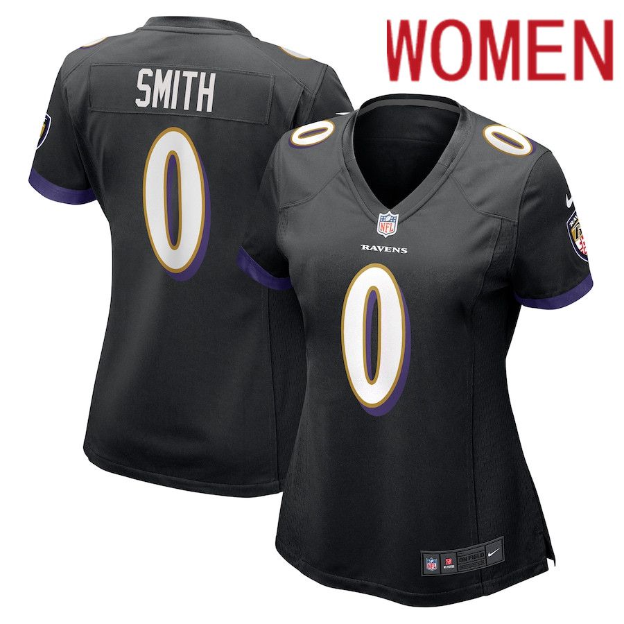 Women Baltimore Ravens #0 Roquan Smith Nike Black Team Game NFL Jersey->customized nfl jersey->Custom Jersey